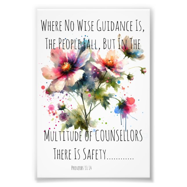 Modern NAVY & ROSA ''COUNSELORS Watercolor Blommig Fototryck (Framsidan)