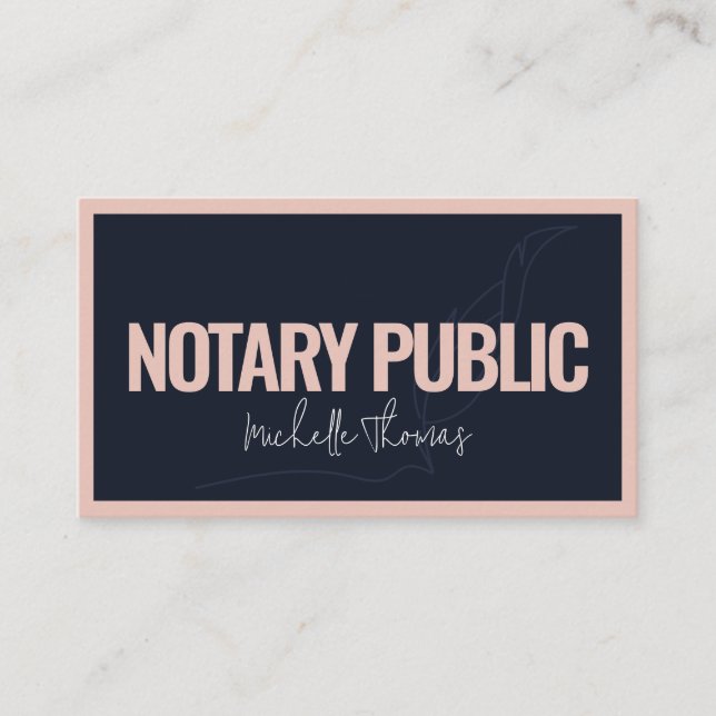 Modern Navy Rosa Notary Loan Signing Agent Visitkort (Framsida)