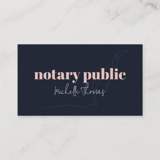 Modern Navy Rosa Notary Loan Signing Agent Visitkort (Framsida)