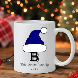 Modern Navy Santa Hat Monogram-familjens jul Kaffemugg