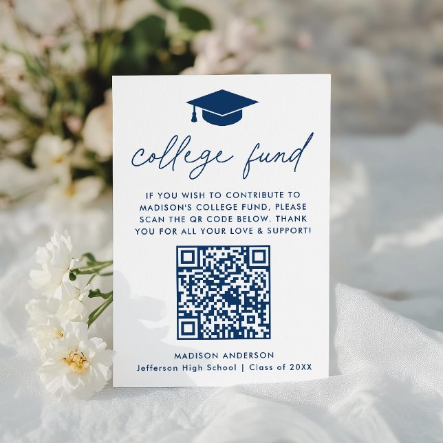 Modern Navy Script Studenten College Fund Tilläggskort (Skapare uppladdad)