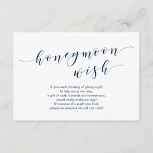 Modern Navy typeface, Bröllop Honeymoon Wish Fund Tilläggskort