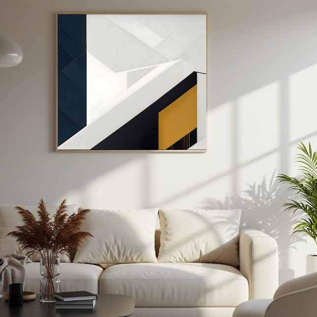 Modern Navy Vit Guld Geometrisk Lager Poster (Skapare uppladdad)