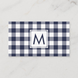 Modern Navy White Buffalo Play Mönster Monogram Visitkort
