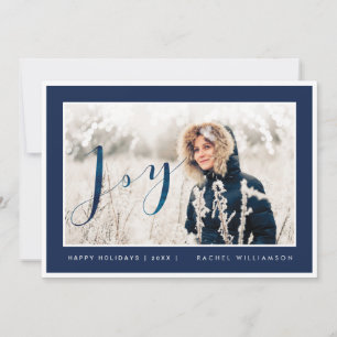 Modern Navy & White Ram Joy-Helgdag-fotokort Julkort
