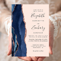 Modern Navyblå Agat Roséguld Bröllop