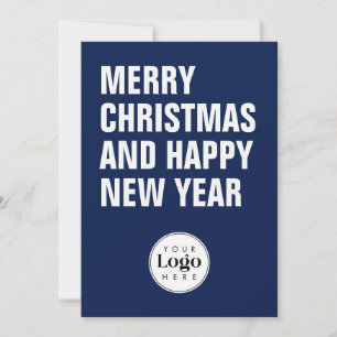 Modern Navyblå Anpassad Logotyp Företags Jul Julkort