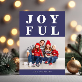 Modern Navyblå Glad Julbild Jul Julkort