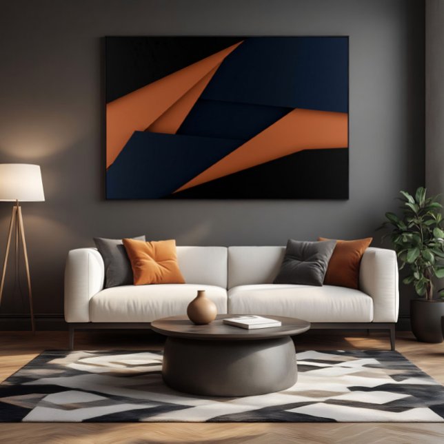 Modern Navyblå och Koppar Geometrisk Canvastryck (Skapare uppladdad)