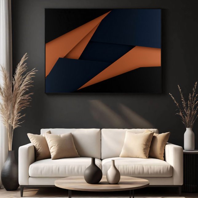 Modern Navyblå och Koppar Geometrisk Poster (Skapare uppladdad)