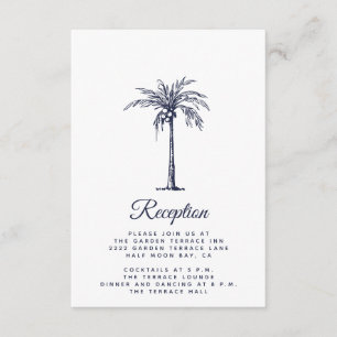 Modern Navyblå Palm Beach Bröllopsmottagning Tilläggskort