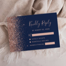 Modern Navyblå Roséguld Glitterkant