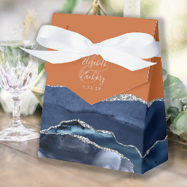 Modern Navyblå Silver Ågata Bränd Orange Presentaskar