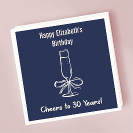 Modern Navyblue Cheers till 30 år Birthday Napkin Pappersservett