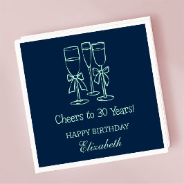 Modern NavyBlue Cheers till 30 år Birthday Napkin Pappersservett