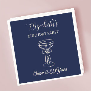 Modern Navyblue Cheers till 30 år Birthday Napkin Pappersservett