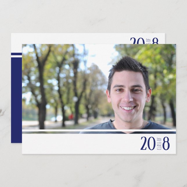 Modern Nay & White-klass för fotoinbjudningar Inbjudningar (Fram/baksida)