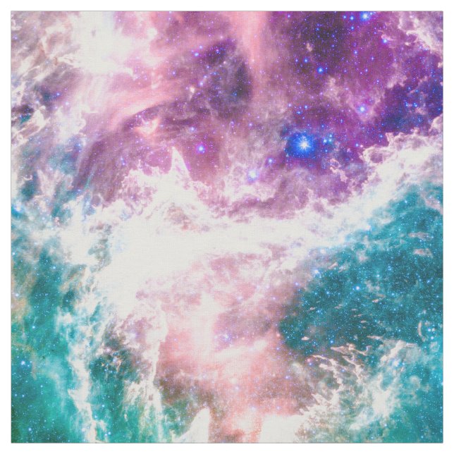 Modern nebula för färgrik rosa turkosgalax tyg (Provkarta)
