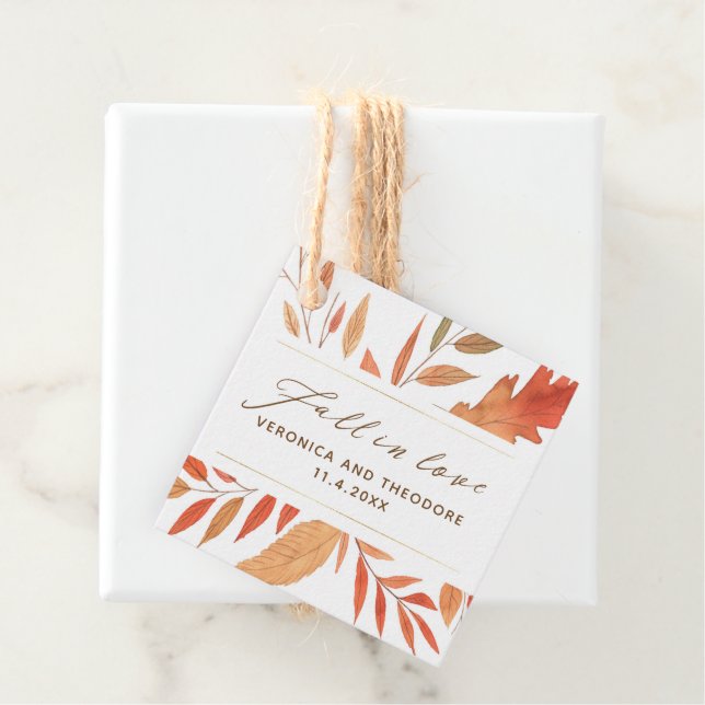 Modern nedgång i Kärlek Höst löv Bröllop Gåvor Etiketter (På plats)