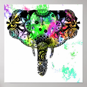 Modern nefant mandala-regnbågslampa poster