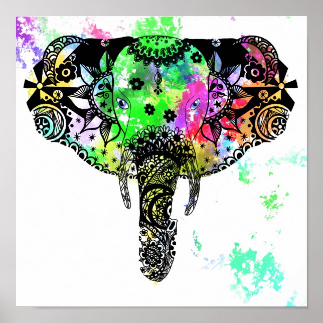Modern nefant mandala-regnbågslampa poster (Framsidan)
