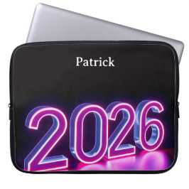 Modern Neon 2026 Happy New Year Welcome Laptop Fodral