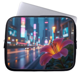 Modern Neon Bloom Stadsscen 10' Laptop Fodral