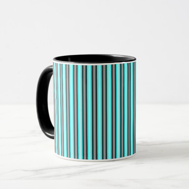 Modern Neon Blue and Black 3D Metall Effect Rand Mugg (Framsida vänster)