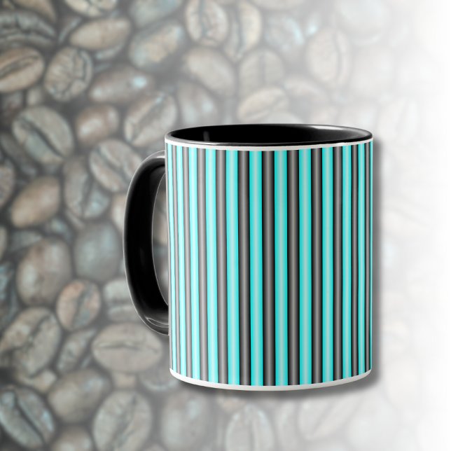 Modern Neon Blue and Black 3D Metall Effect Rand Mugg (Skapare uppladdad)