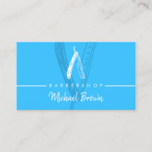 Modern Neon Blue Barber Razor Design