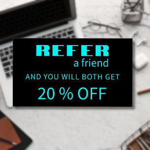 Modern Neon Blue Black-referenskort Visitkort