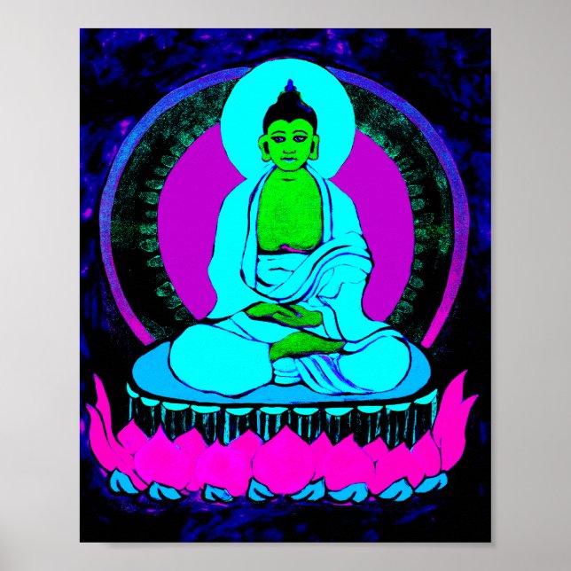Modern Neon Buddha Poster (Framsidan)