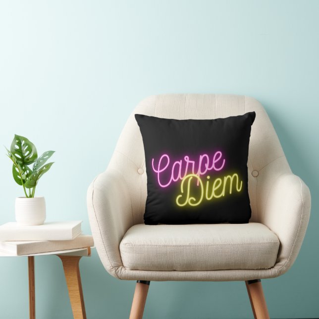 Modern Neon Carpe Diem Ord Art Kudde (Stol)