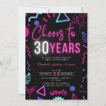 Modern Neon Cheers till 30 år 30års födelsedag Par
