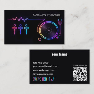 Modern neon DJ-visitenkort Visitkort