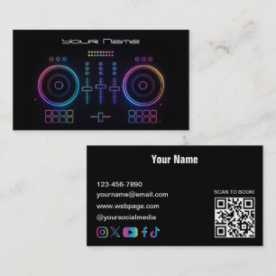 Modern neon DJ-visitenkort Visitkort