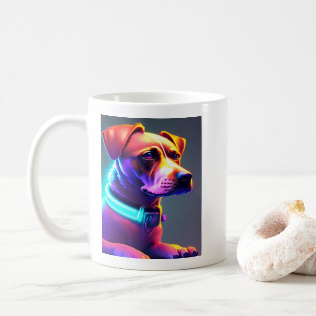 Modern Neon Färgad Hund Kaffemugg (Med munk)