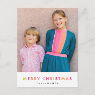 Modern Neon God jul Photo Postcard Helg Vykort