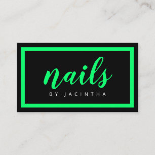 Modern Neon Grönt Black Nail Technician Salon Chi Visitkort