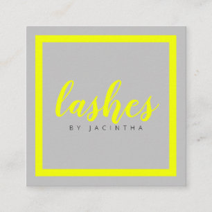 Modern Neon Gult Beauty Lash Aesthetician Squa Fyrkantigt Visitkort
