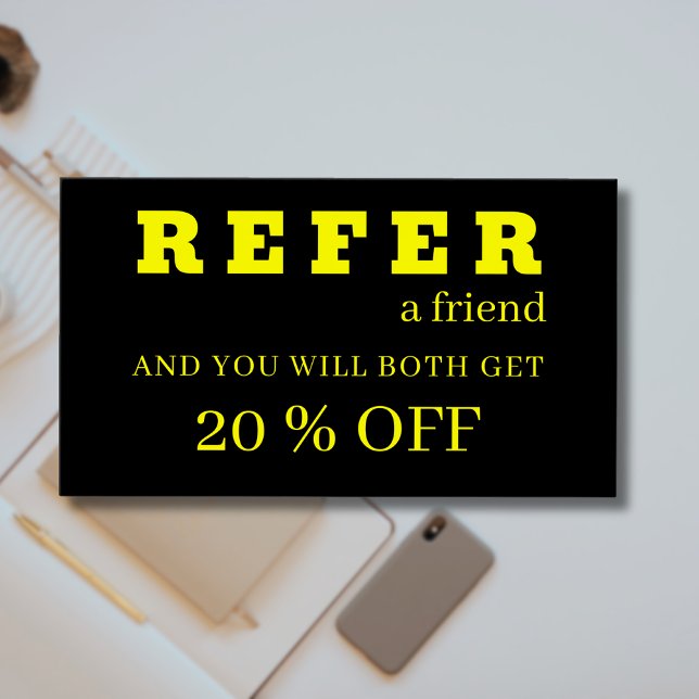 Modern Neon Gult Black-referenskort Visitkort (Skapare uppladdad)