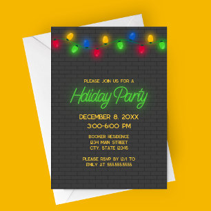 Modern Neon-julafton Ljus Julfest Inbjudningar
