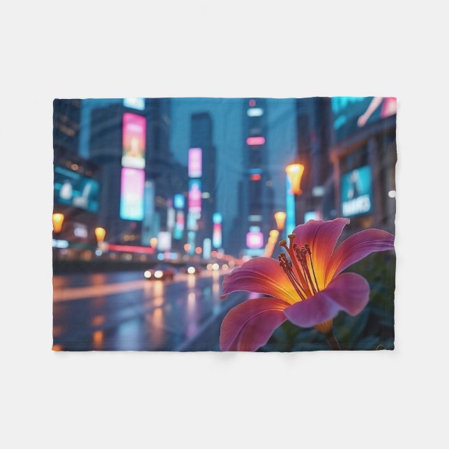 Modern Neon Lilja Fleecefilt (Framsidan (Horisontell))