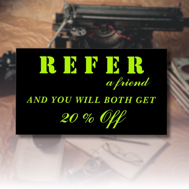 Modern Neon Lime Black-referenskort Visitkort (Skapare uppladdad)