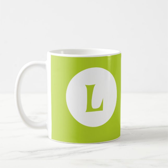 Modern Neon Lime Green Monogram Initial Kaffemugg (Vänster)