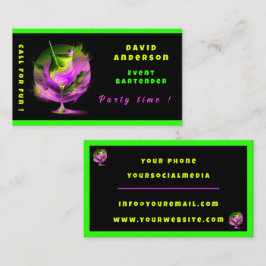 Modern Neon Party Time Personlig Professionell Visitkort