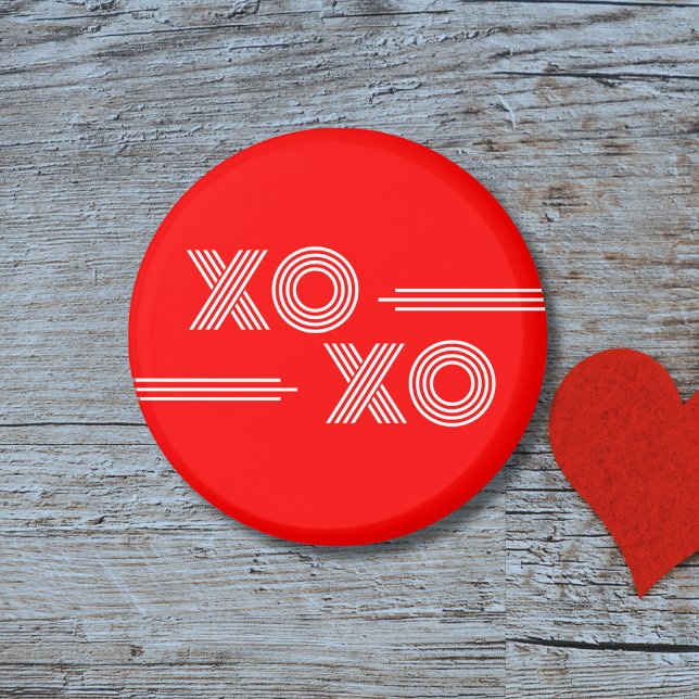 Modern Neon Red and White XOXO Valentine Magnet (Skapare uppladdad)