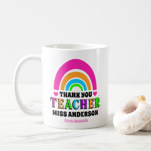 Modern neon-regnbågslärare tack för din gåva kaffemugg