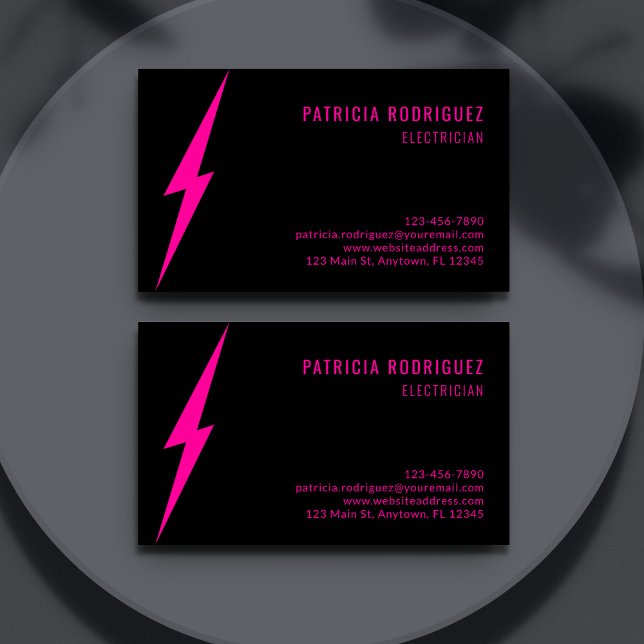Modern neon rosa belysning special elektriker visitkort (Skapare uppladdad)