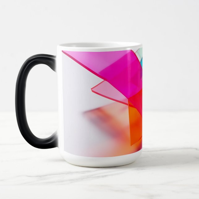Modern neon rosa blå abstrakt glaslager magisk mugg (Vänster)